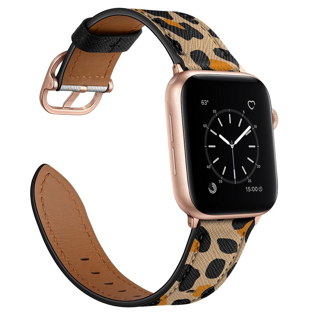 Læderrem Apple Watch Series 8 45mm Leopard