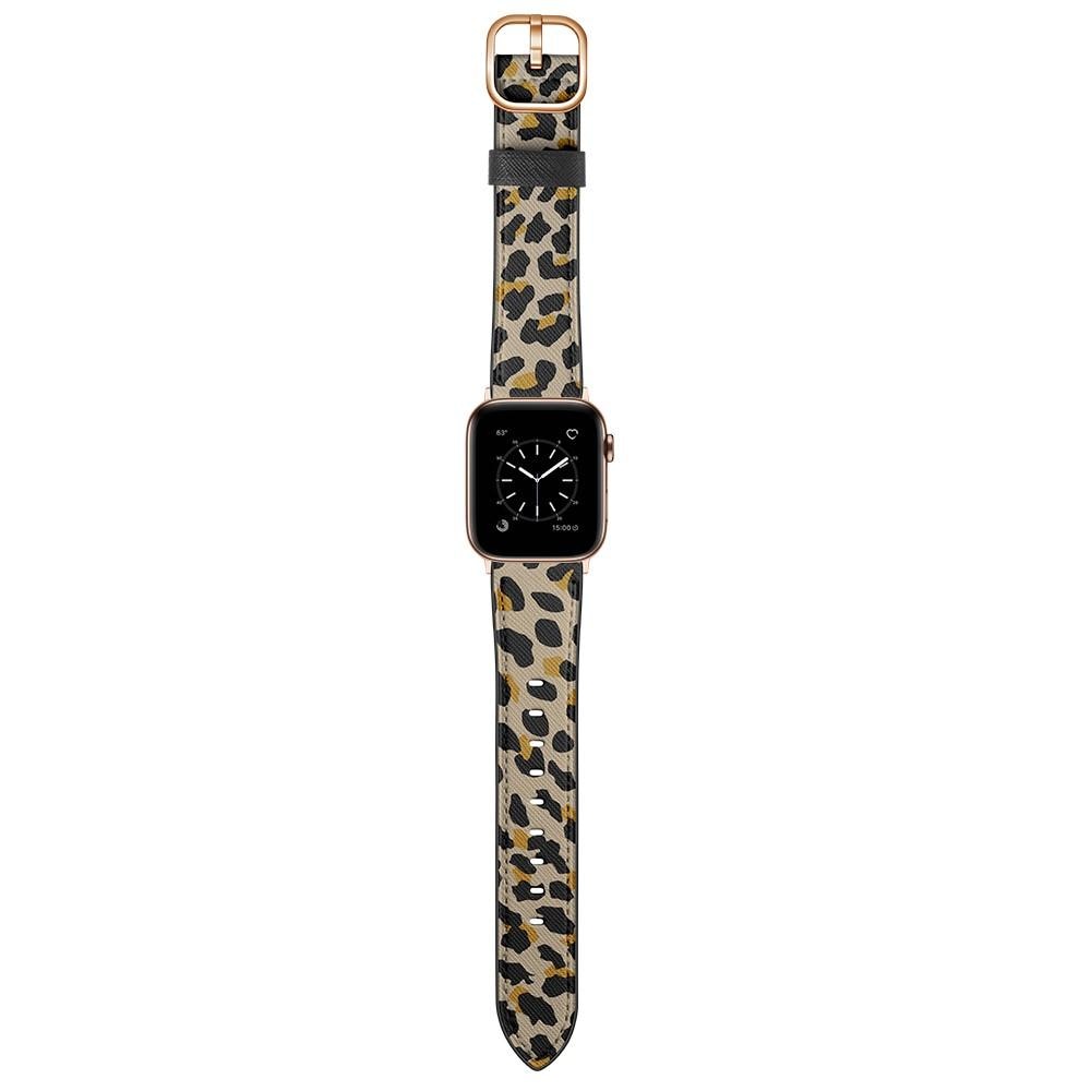 Læderrem Apple Watch Series 8 45mm Leopard