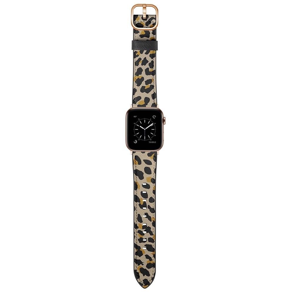 Læderrem Apple Watch 45mm Series 8 leopard