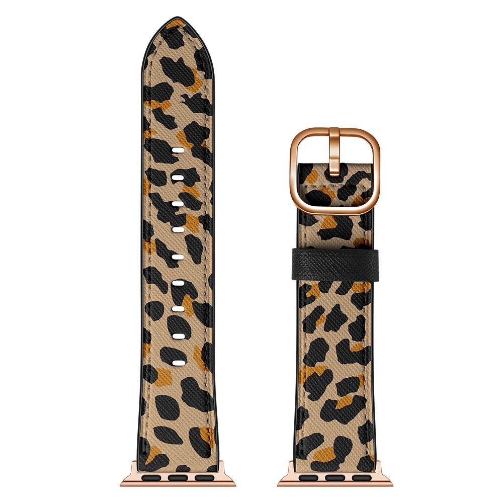 Læderrem Apple Watch Series 8 45mm Leopard