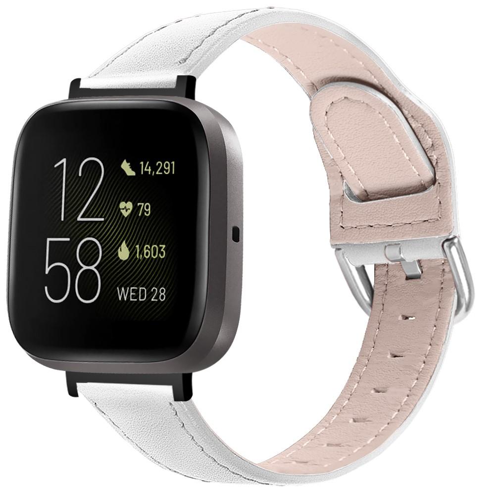 Læderrem Fitbit Sense/Versa 3 Hvid