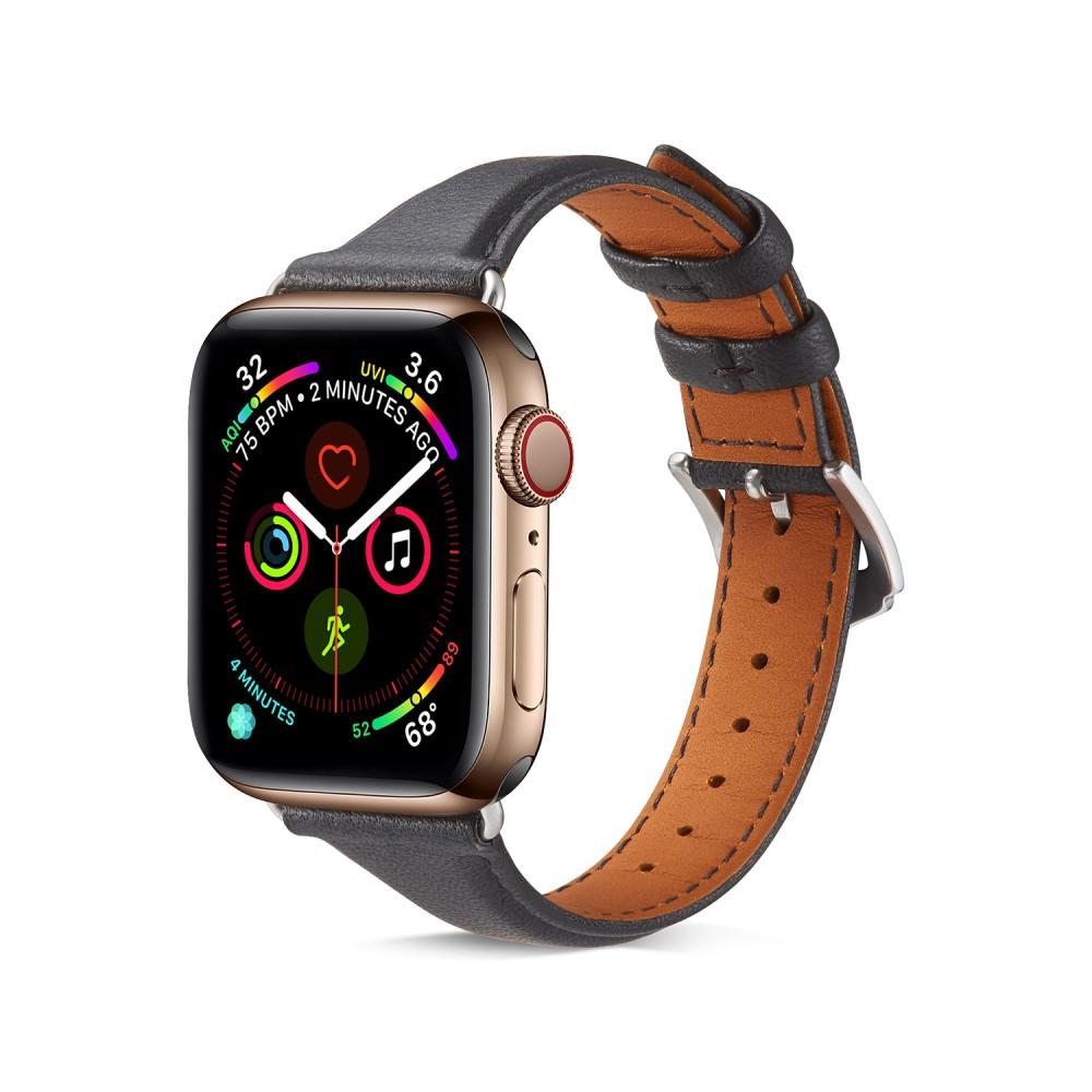 Slim Læderrem Apple Watch 45mm Series 8 sort