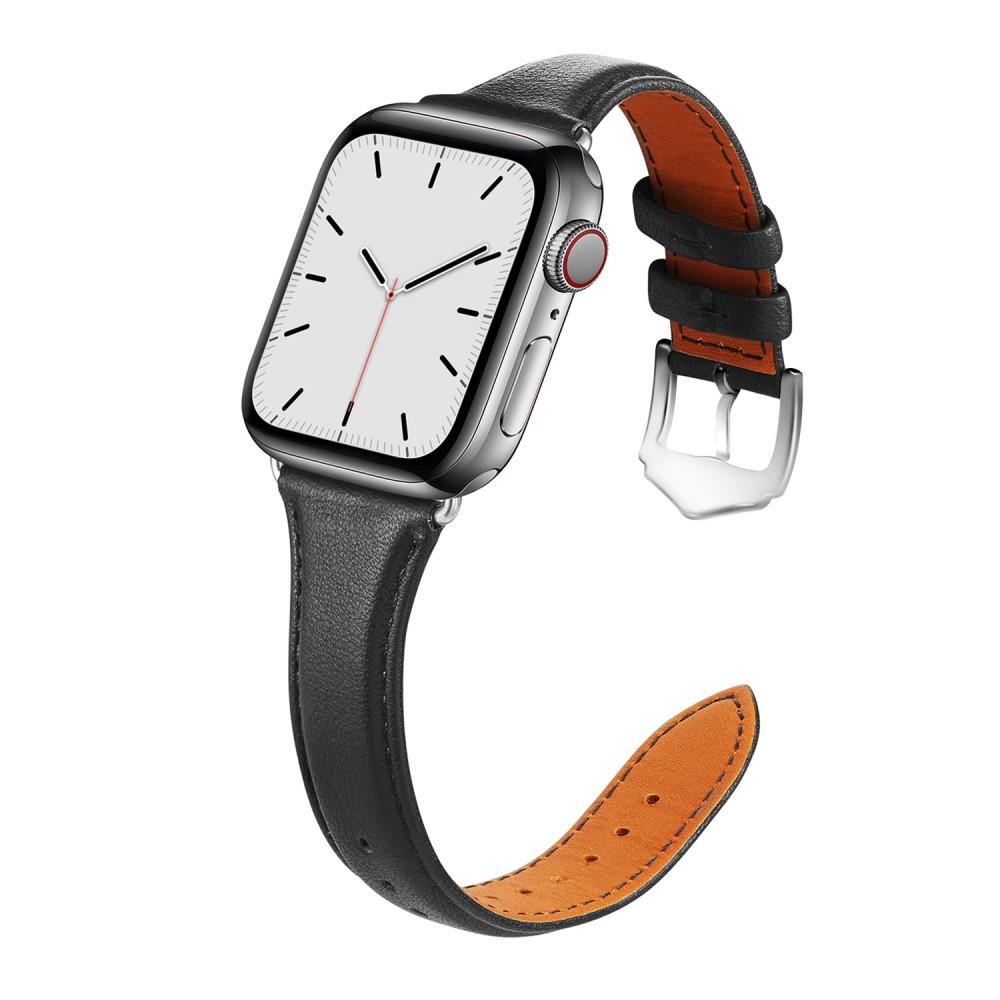 Slim Læderrem Apple Watch 45mm Series 8 sort