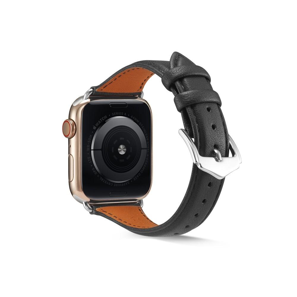 Slim Læderrem Apple Watch 45mm Series 8 sort