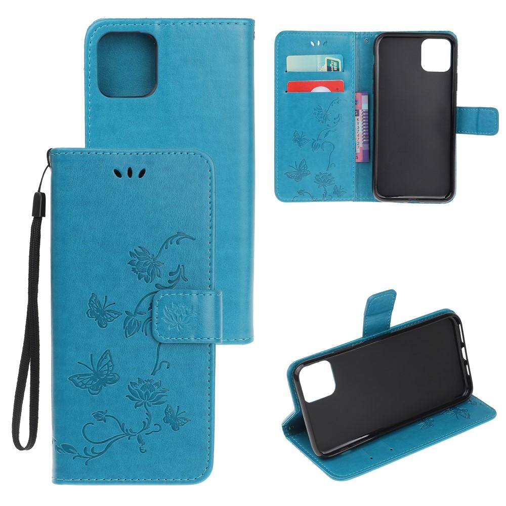 Læderetui Sommerfugle iPhone 12 Mini Blå