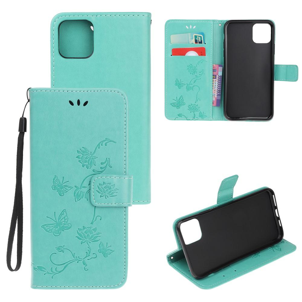 Læderetui Sommerfugle Apple iPhone 12 Mini Grøn