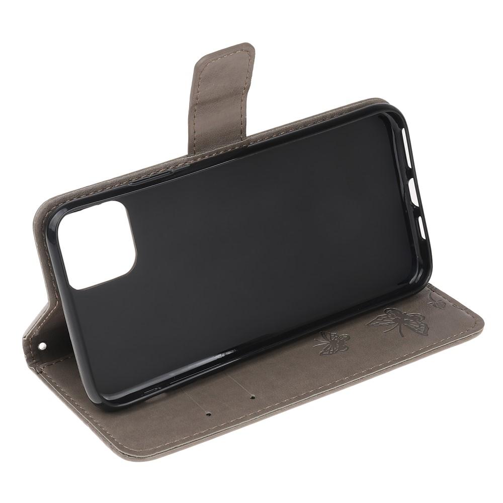 Læderetui Sommerfugle iPhone 12/iPhone 12 Pro Grå