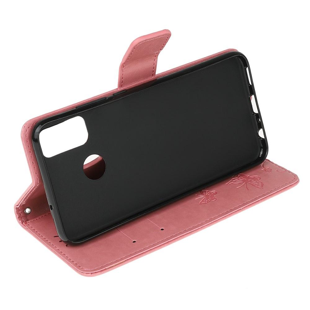 Læderetui Sommerfugle Motorola Moto G30/Moto G10/Moto G20 Lyserød