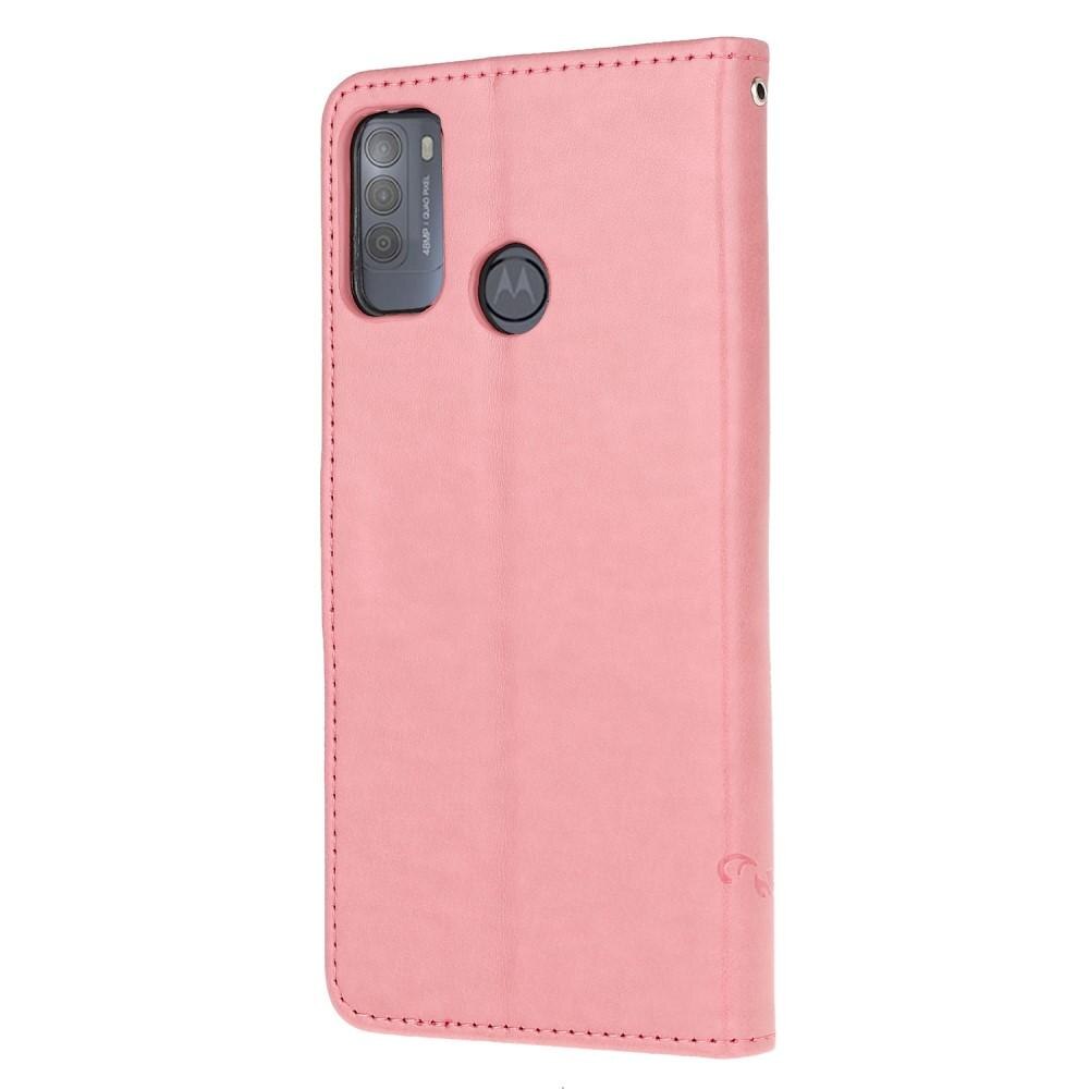 Læderetui Sommerfugle Motorola Moto G50 Lyserød