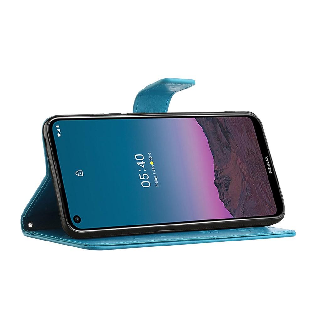 Læderetui Sommerfugle Nokia 5.4 Blå