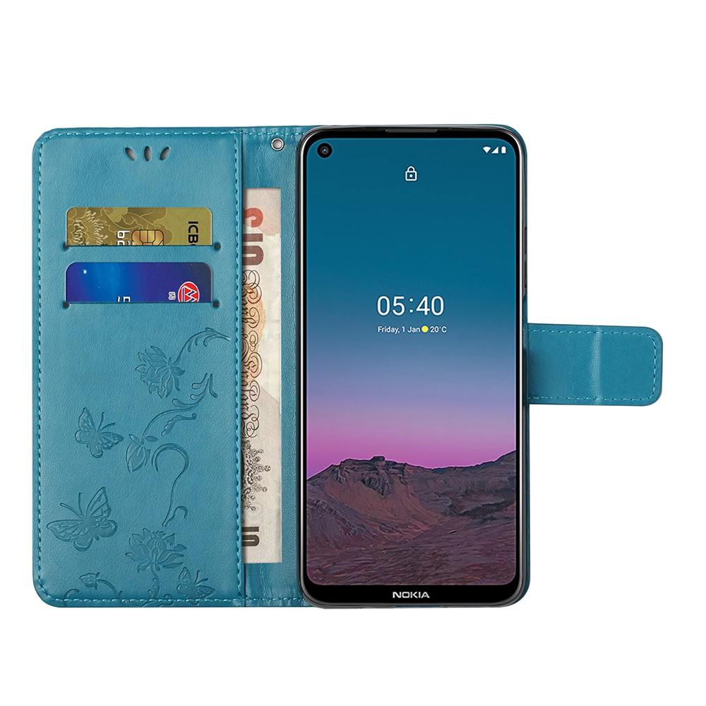 Læderetui Sommerfugle Nokia 5.4 Blå