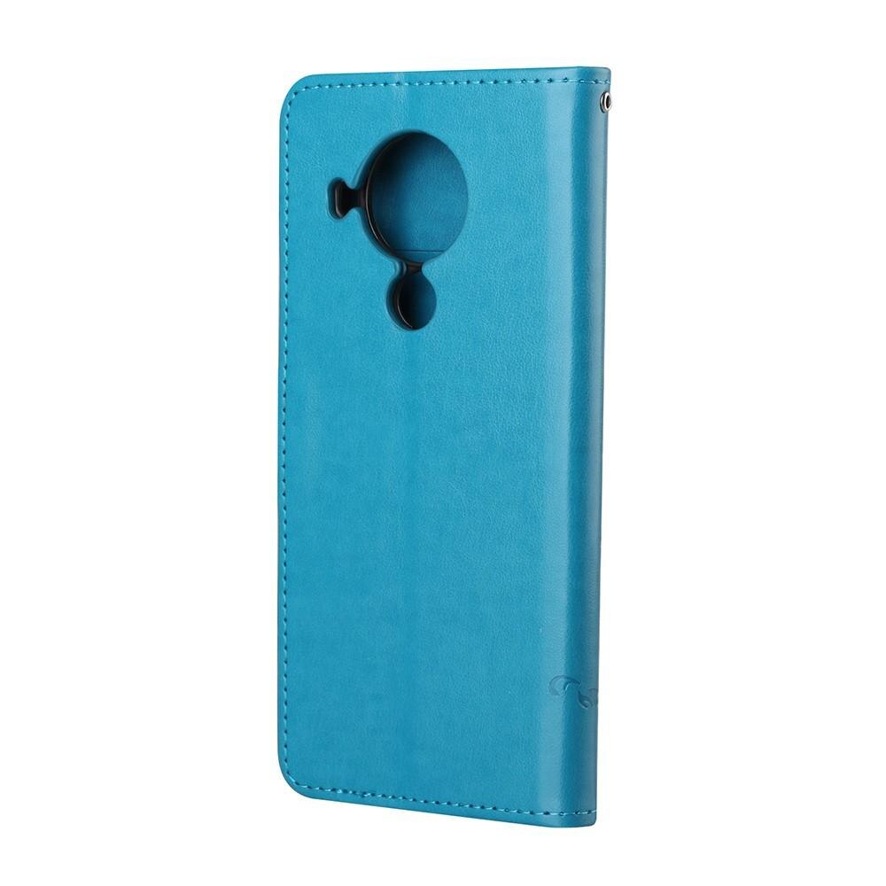 Læderetui Sommerfugle Nokia 5.4 Blå