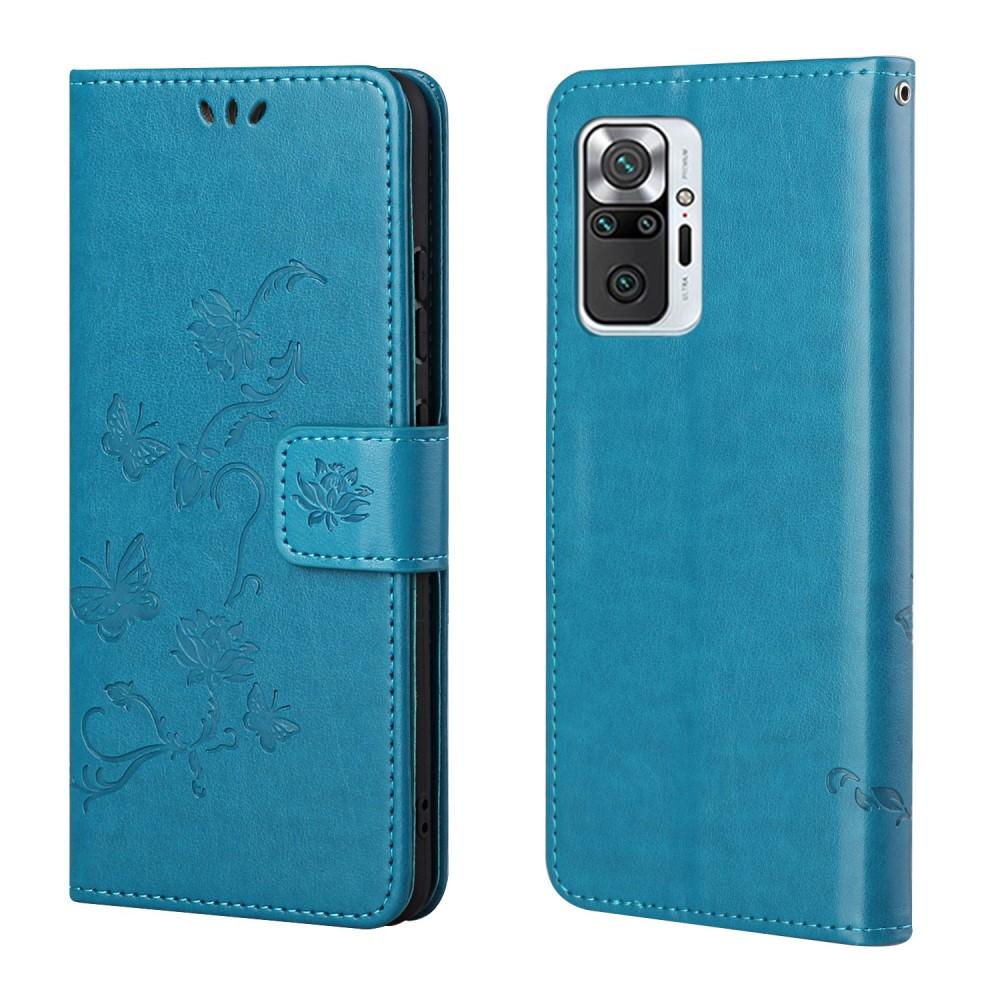 Læderetui Sommerfugle Xiaomi Redmi Note 10 Pro Blå