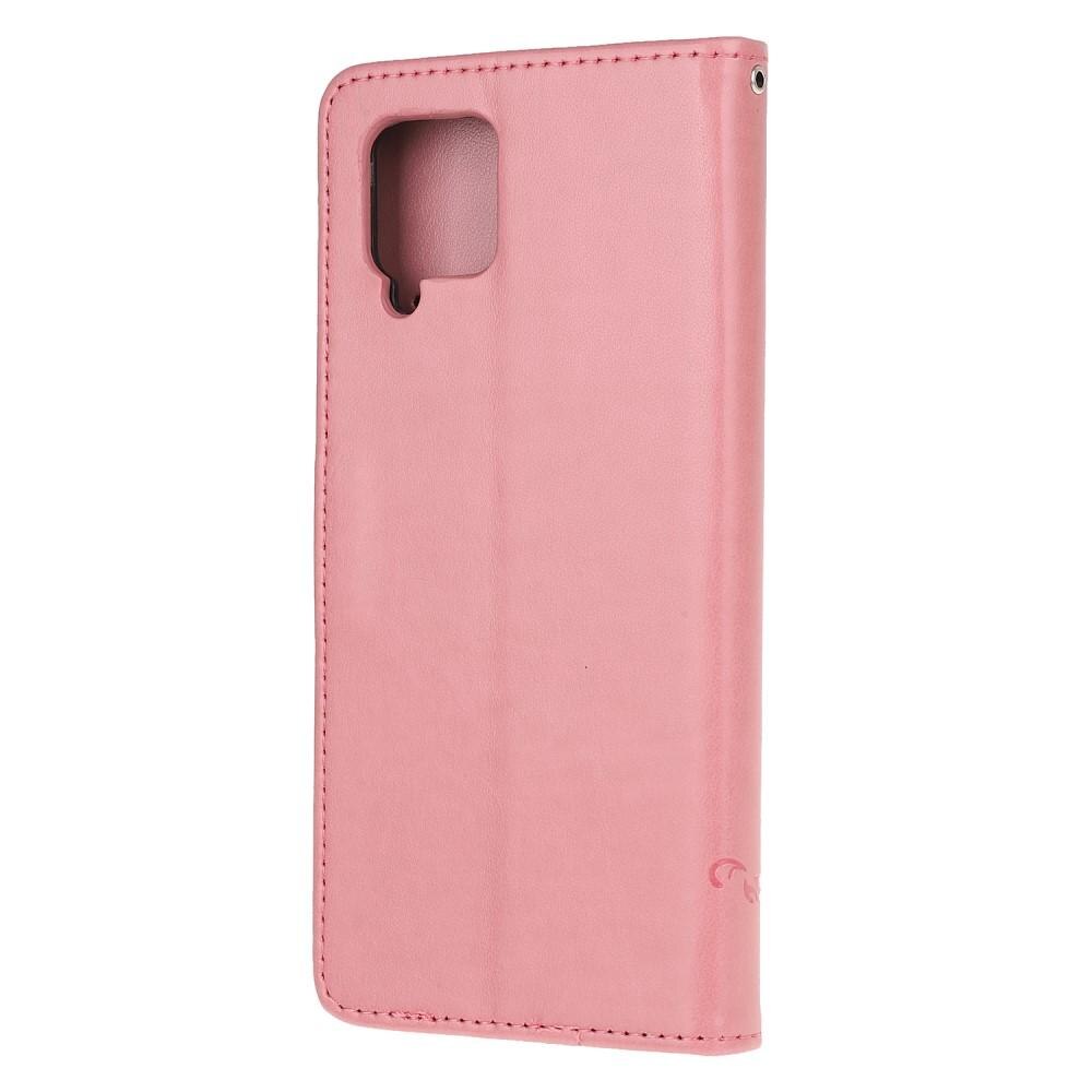 Læderetui Sommerfugle Samsung Galaxy A12 5G Lyserød