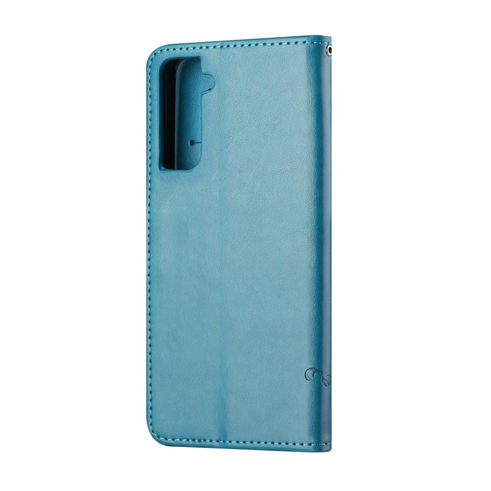 Læderetui Sommerfugle Samsung Galaxy S21 Blå