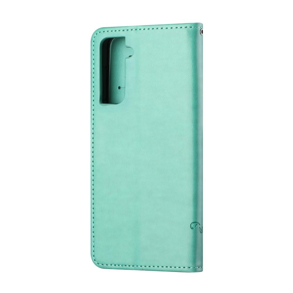 Læderetui Sommerfugle Samsung Galaxy S21 Grøn