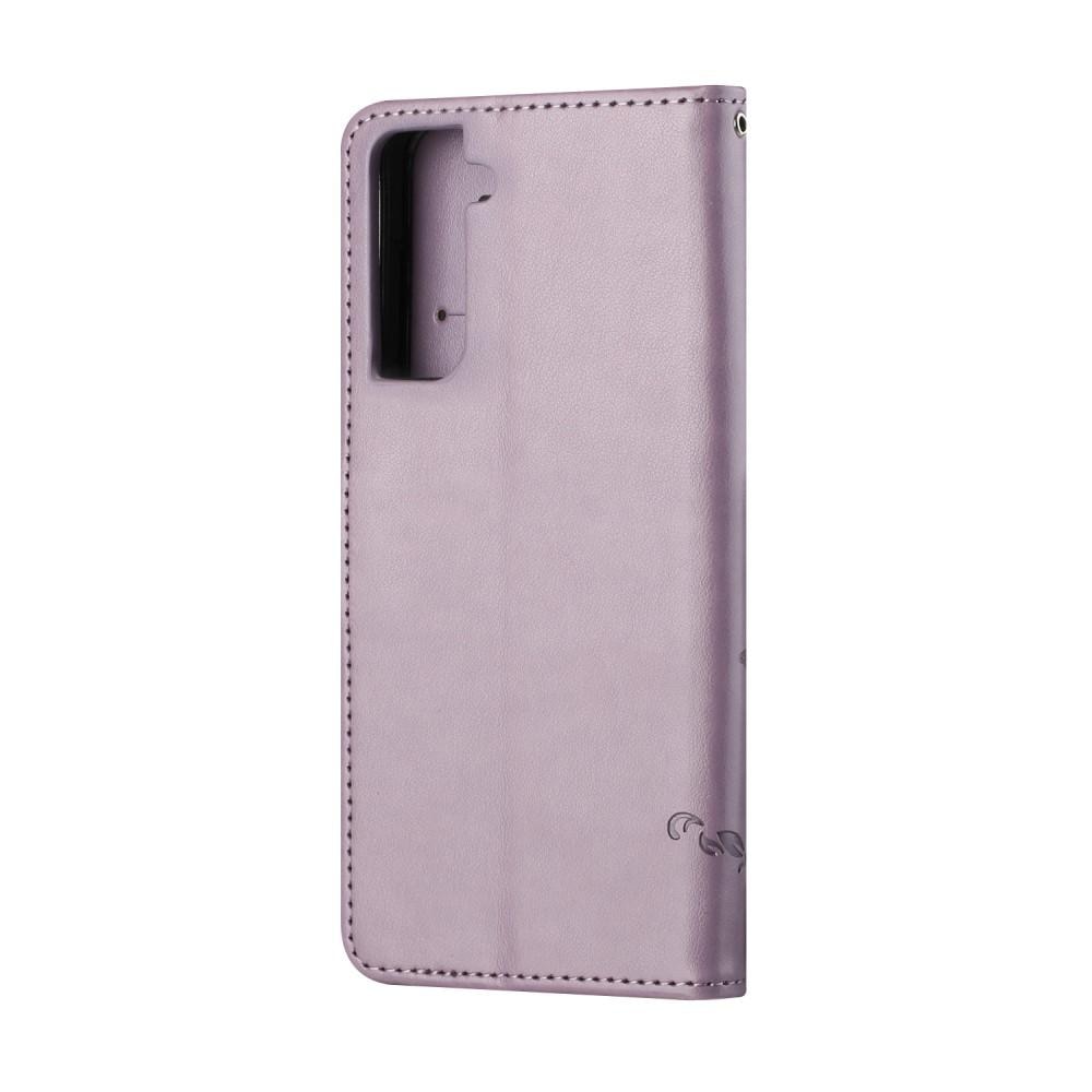 Læderetui Sommerfugle Samsung Galaxy S21 Lilla