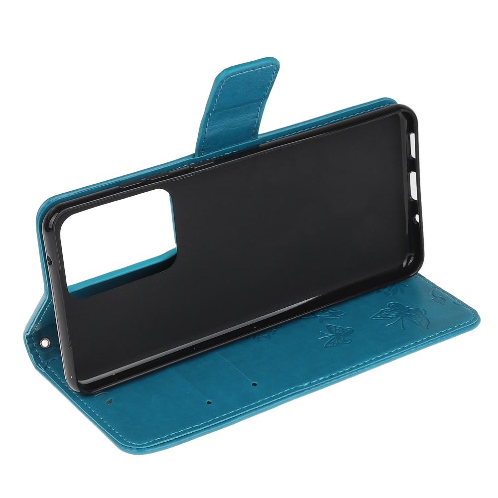 Læderetui Sommerfugle Samsung Galaxy S21 Ultra Blå