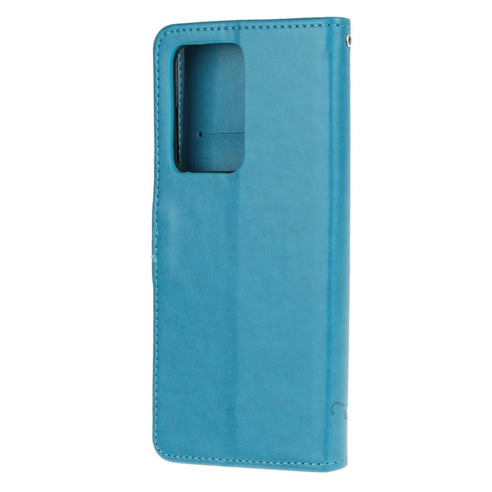 Læderetui Sommerfugle Samsung Galaxy S21 Ultra Blå