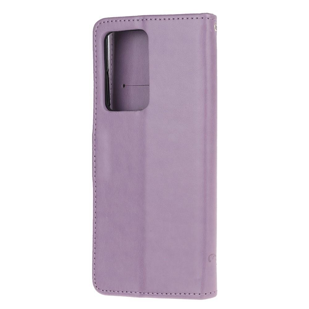 Læderetui Sommerfugle Samsung Galaxy S21 Ultra Lilla