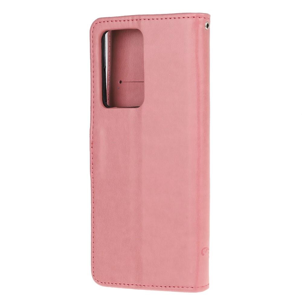 Læderetui Sommerfugle Samsung Galaxy S21 Ultra Lyserød