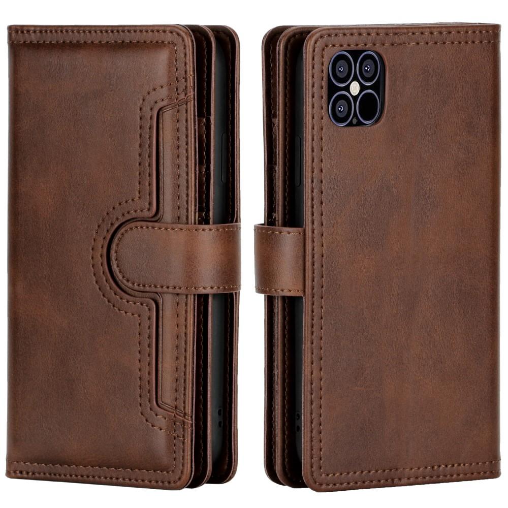 Læder multi-slot tegnebog iPhone 12/12 Pro brun