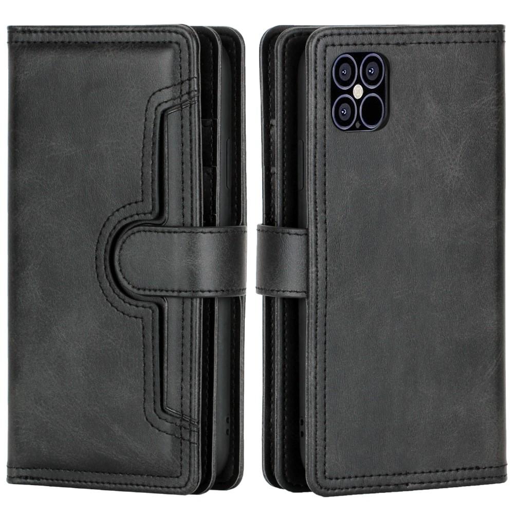 Læder multi-slot tegnebog iPhone 12/12 Pro sort