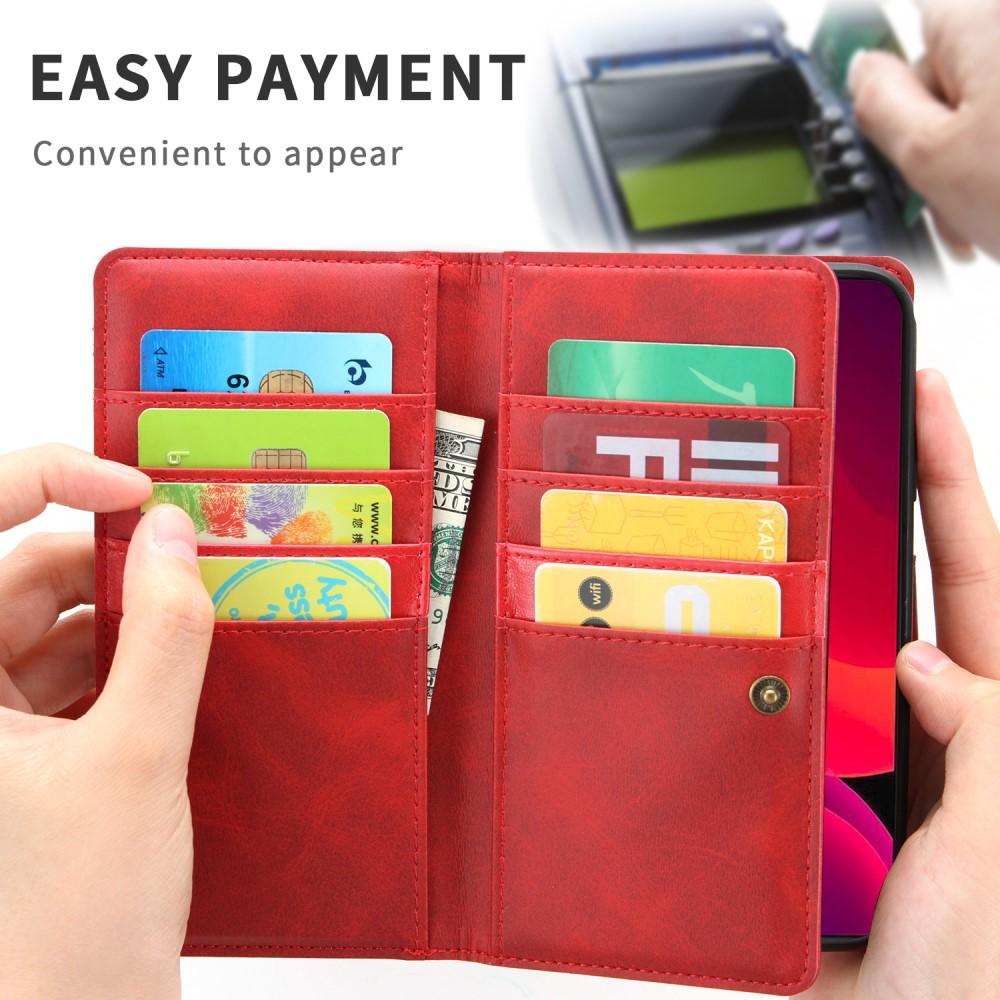 Læder multi-slot tegnebog iPhone 12 Mini rød