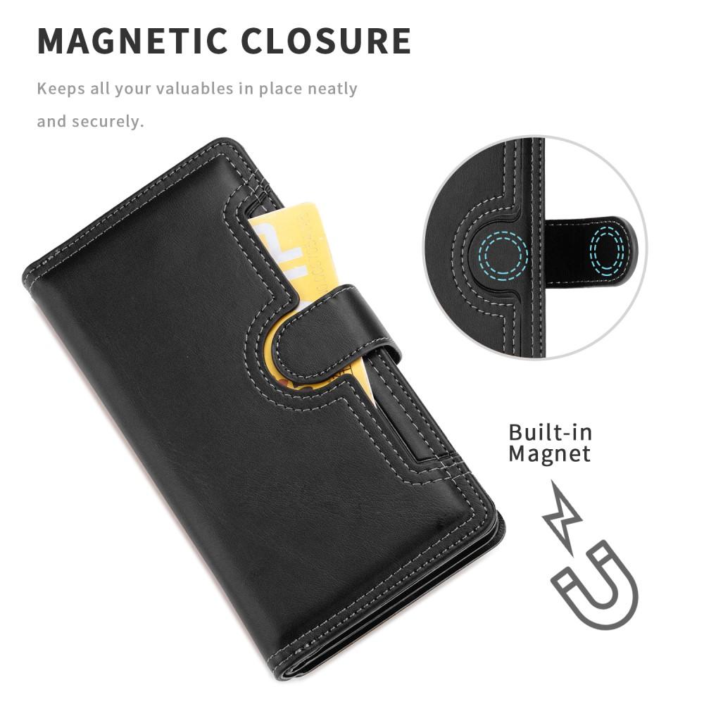 Læder multi-slot tegnebog iPhone 12 Mini sort