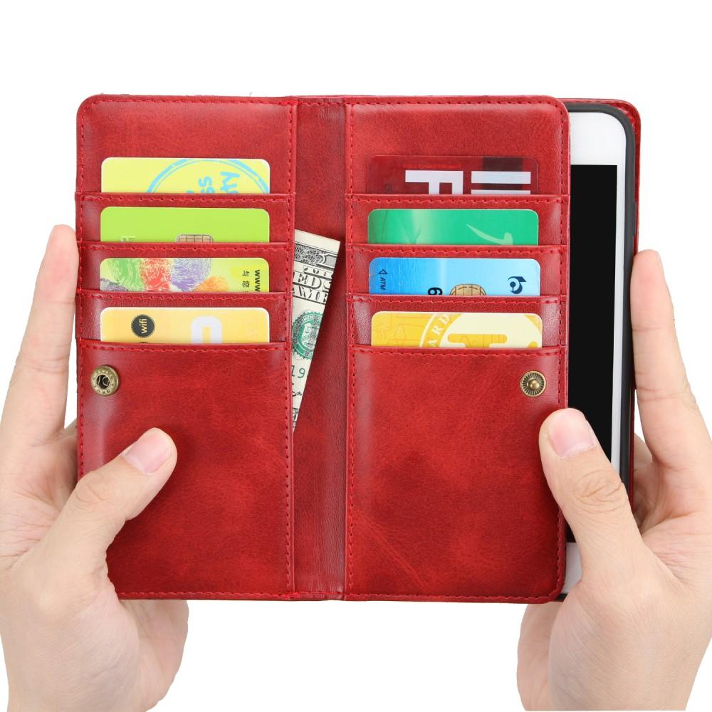 Læder multi-slot tegnebog iPhone 8 rød