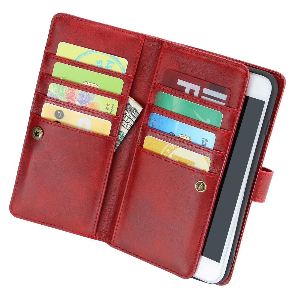 Læder multi-slot tegnebog iPhone SE (2020) rød