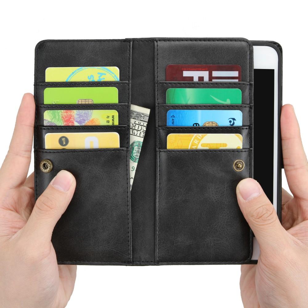 Læder multi-slot tegnebog iPhone 7 sort