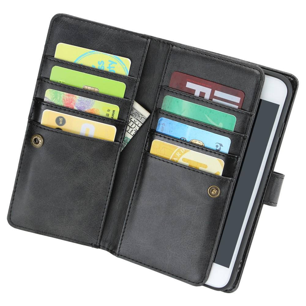 Læder multi-slot tegnebog iPhone 7 sort