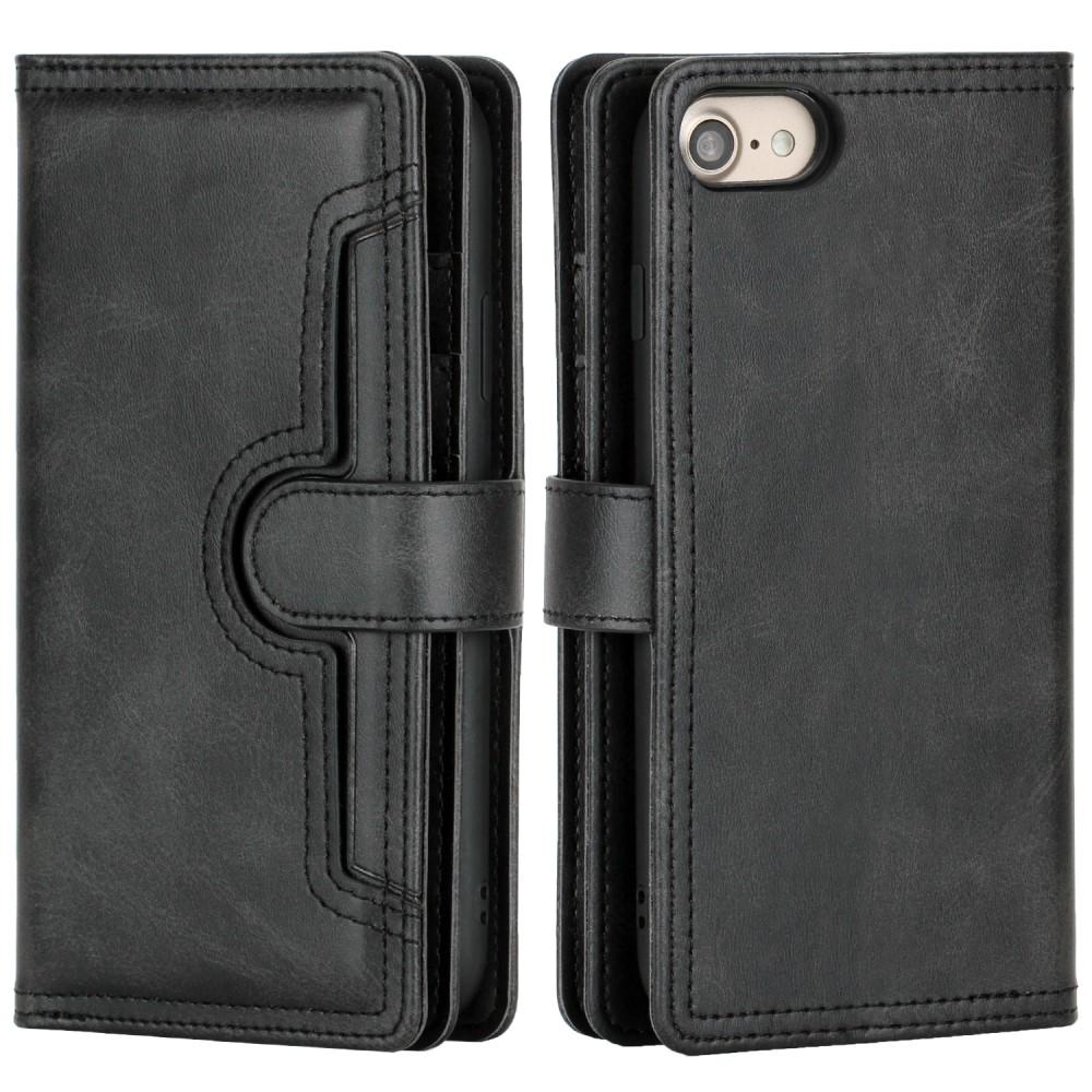 Læder multi-slot tegnebog iPhone SE (2020) sort