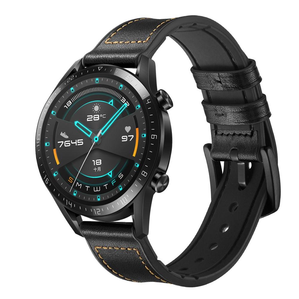 Premium Læderrem Huawei Watch GT 2 Pro/GT 2 46mm/GT 2e sort