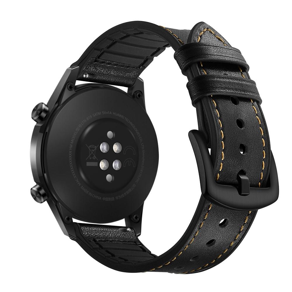 Premium Læderrem Huawei Watch GT 2 Pro/GT 2 46mm/GT 2e sort