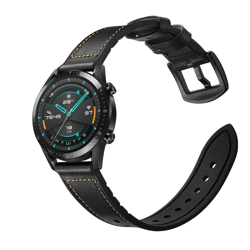 Premium Læderrem Huawei Watch GT 2 Pro/GT 2 46mm/GT 2e sort