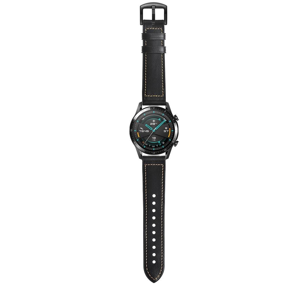 Premium Læderrem Huawei Watch GT 2 Pro/GT 2 46mm/GT 2e sort