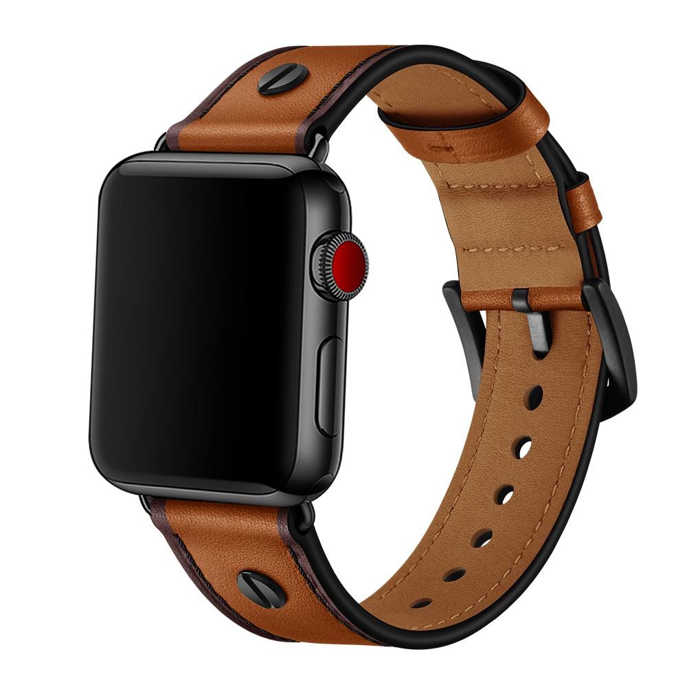 Premium Stud Watch Band Apple Watch 44mm Cognac