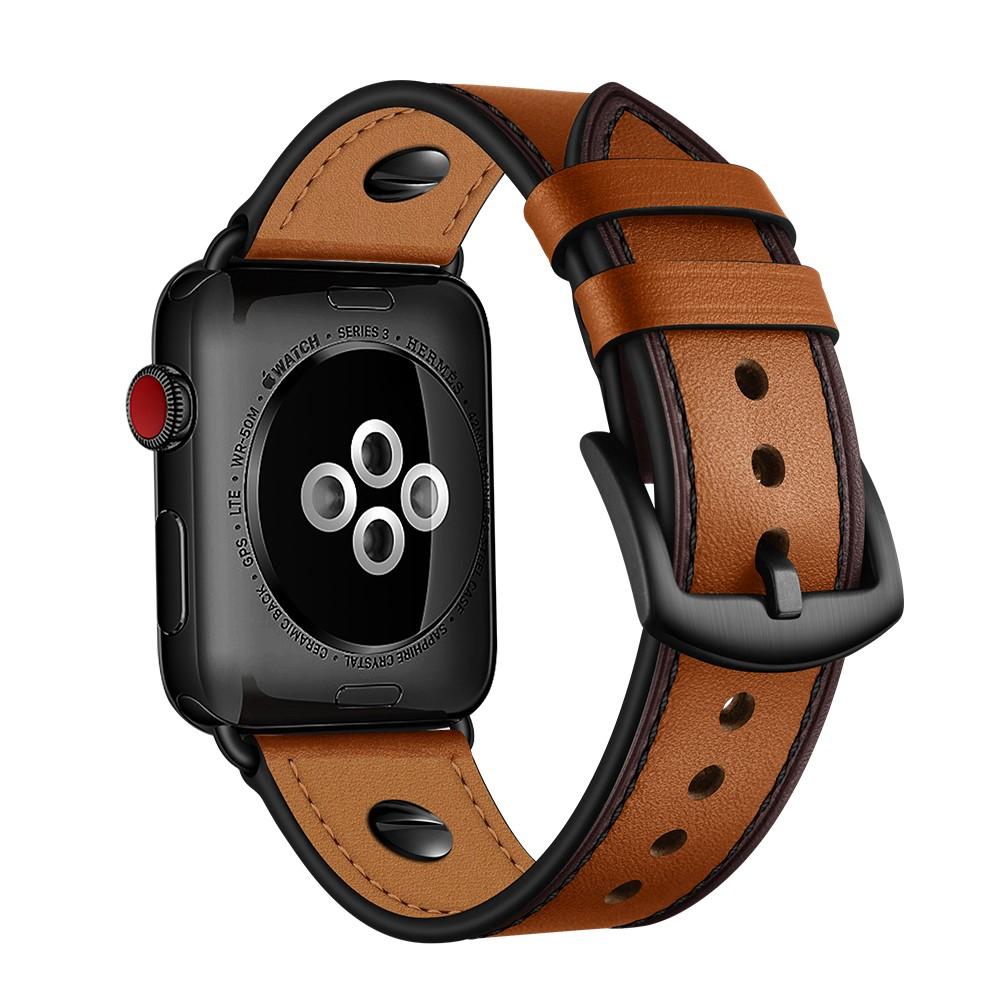 Premium Stud Watch Band Apple Watch 44mm Cognac