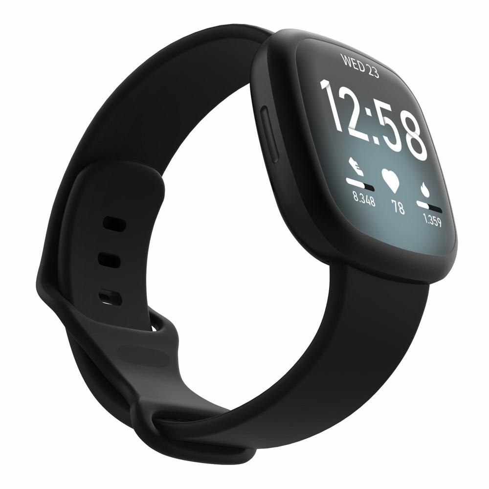 Silikonearmbånd Fitbit Versa 3/Sense sort (Small)