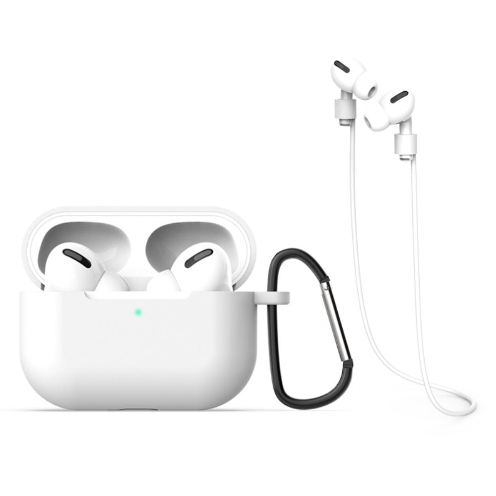 Silikonecover med karabinhage og rem AirPods Pro hvid