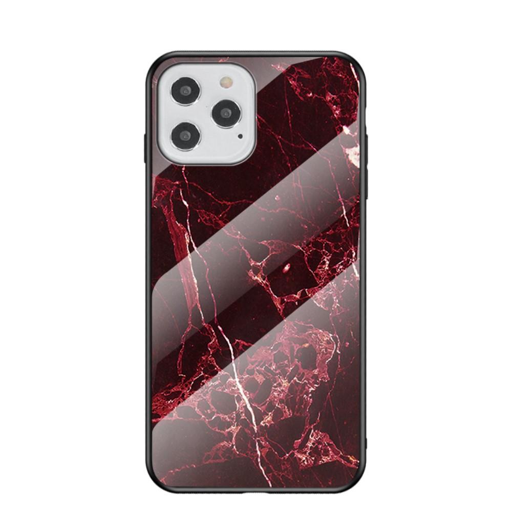 Cover Hærdet Glas iPhone 12/12 Pro rød marmor
