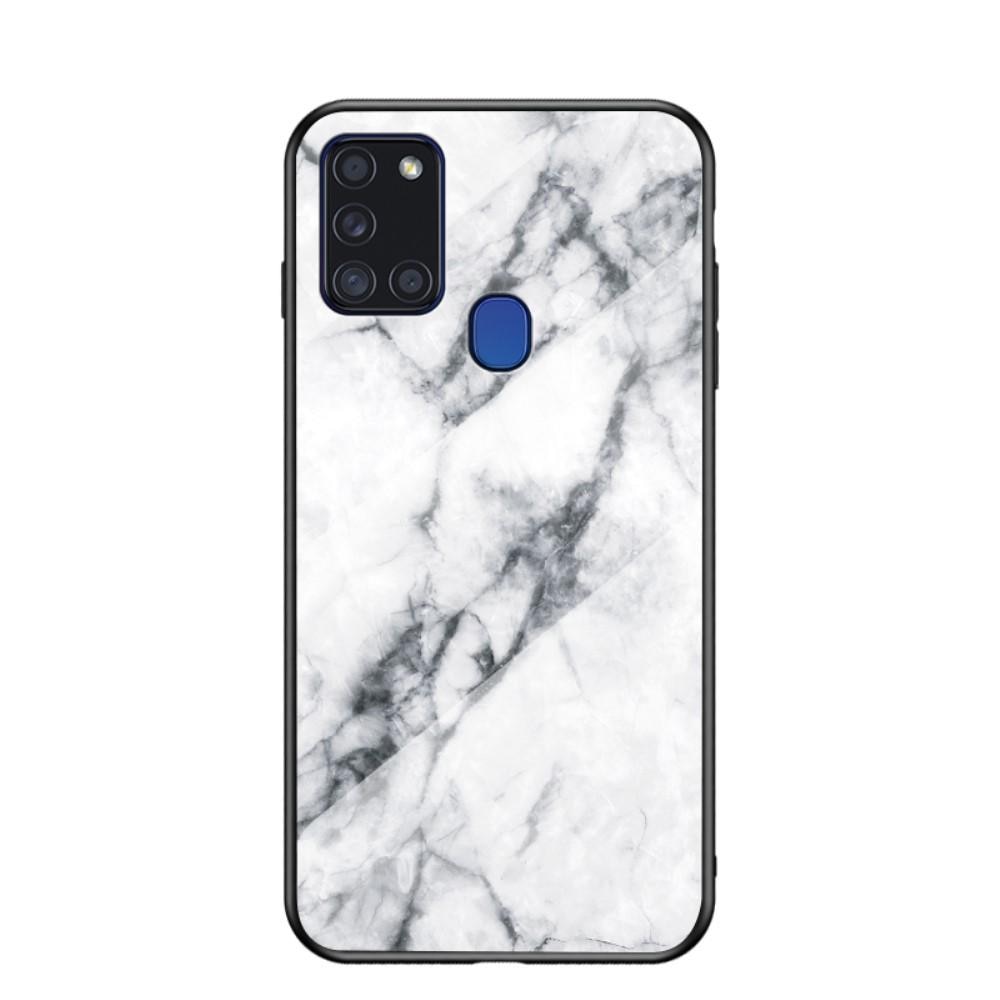 Cover Hærdet Glas Samsung Galaxy A21s hvid marmor