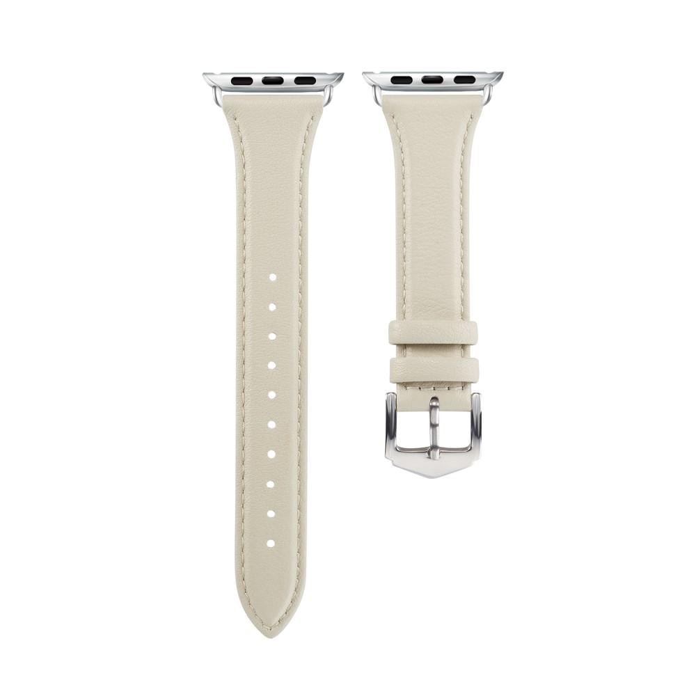 Slim Læderrem Apple Watch 45mm Series 9 beige
