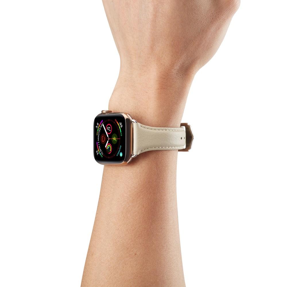 Slim Læderrem Apple Watch 41mm Series 8 beige