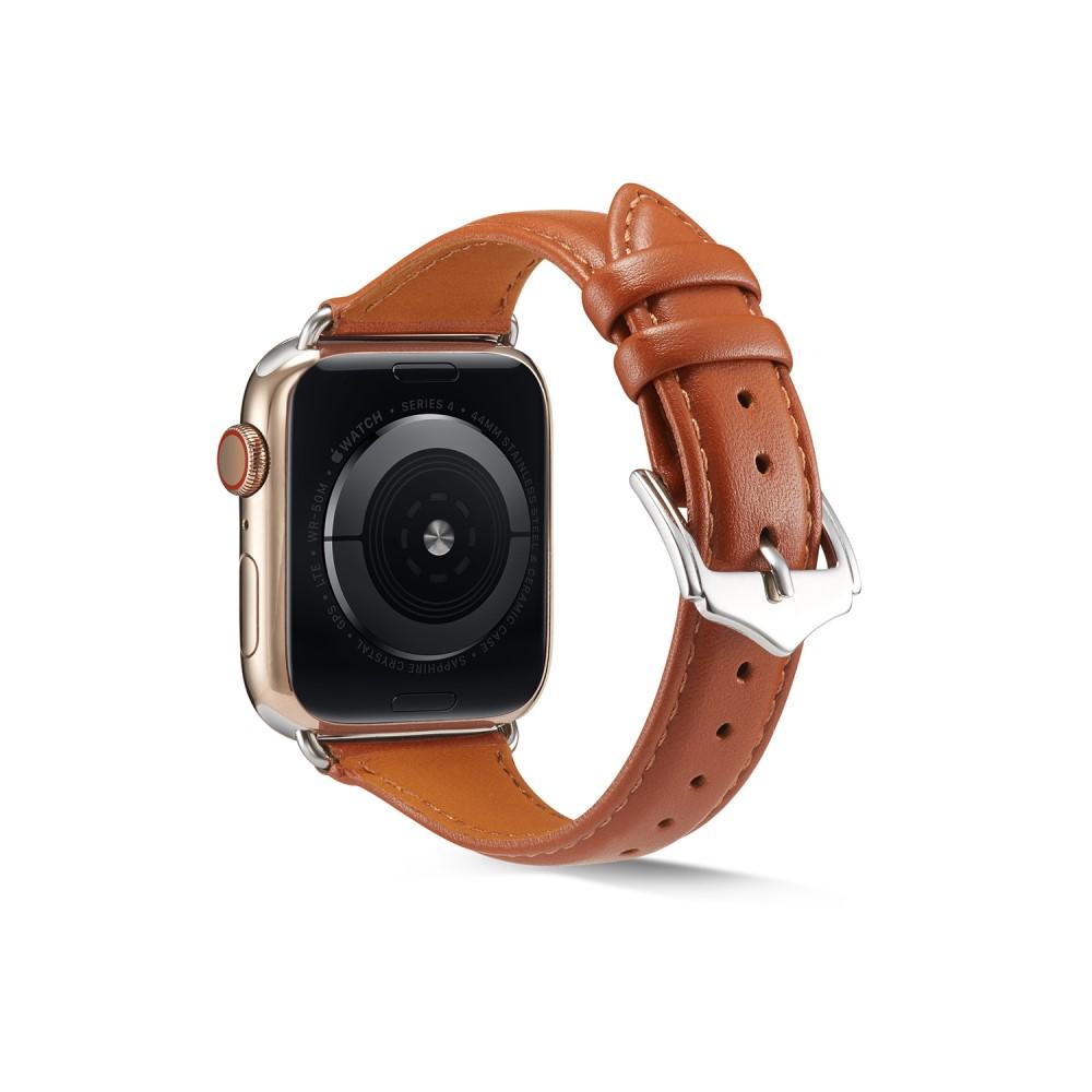 Slim Læderrem Apple Watch 42/44/45 mm cognac