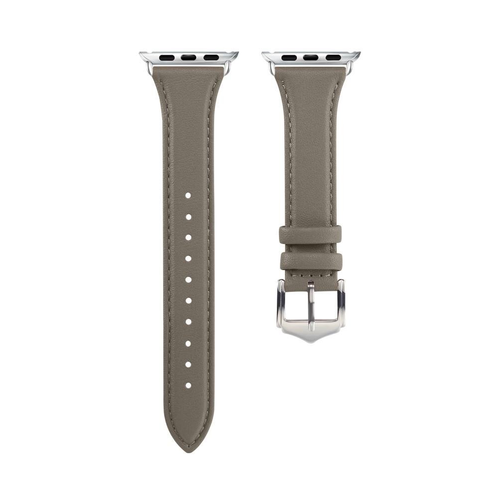 Slim Læderrem Apple Watch Series 8 45mm Grå