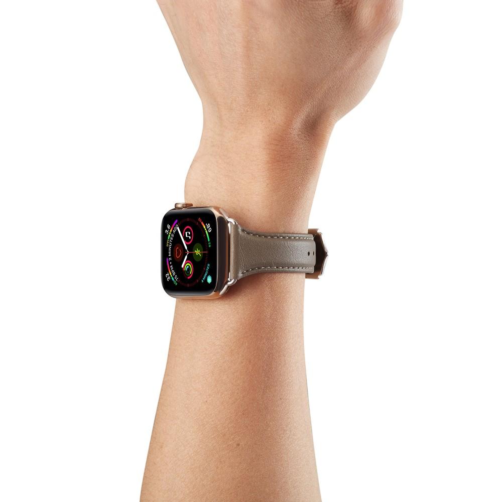 Slim Læderrem Apple Watch Series 8 45mm Grå