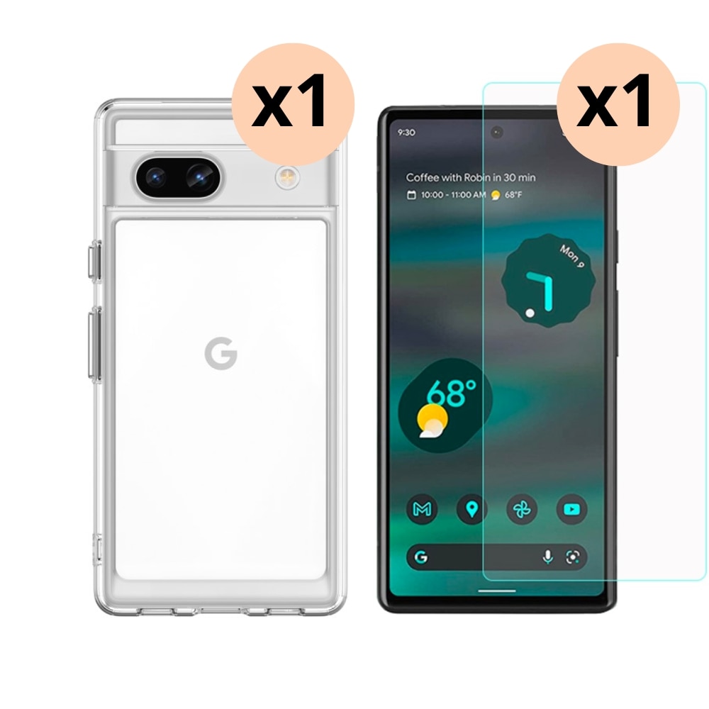 Google Pixel 7a Beskyttelsessæt Cover og Skærmbeskyttelse